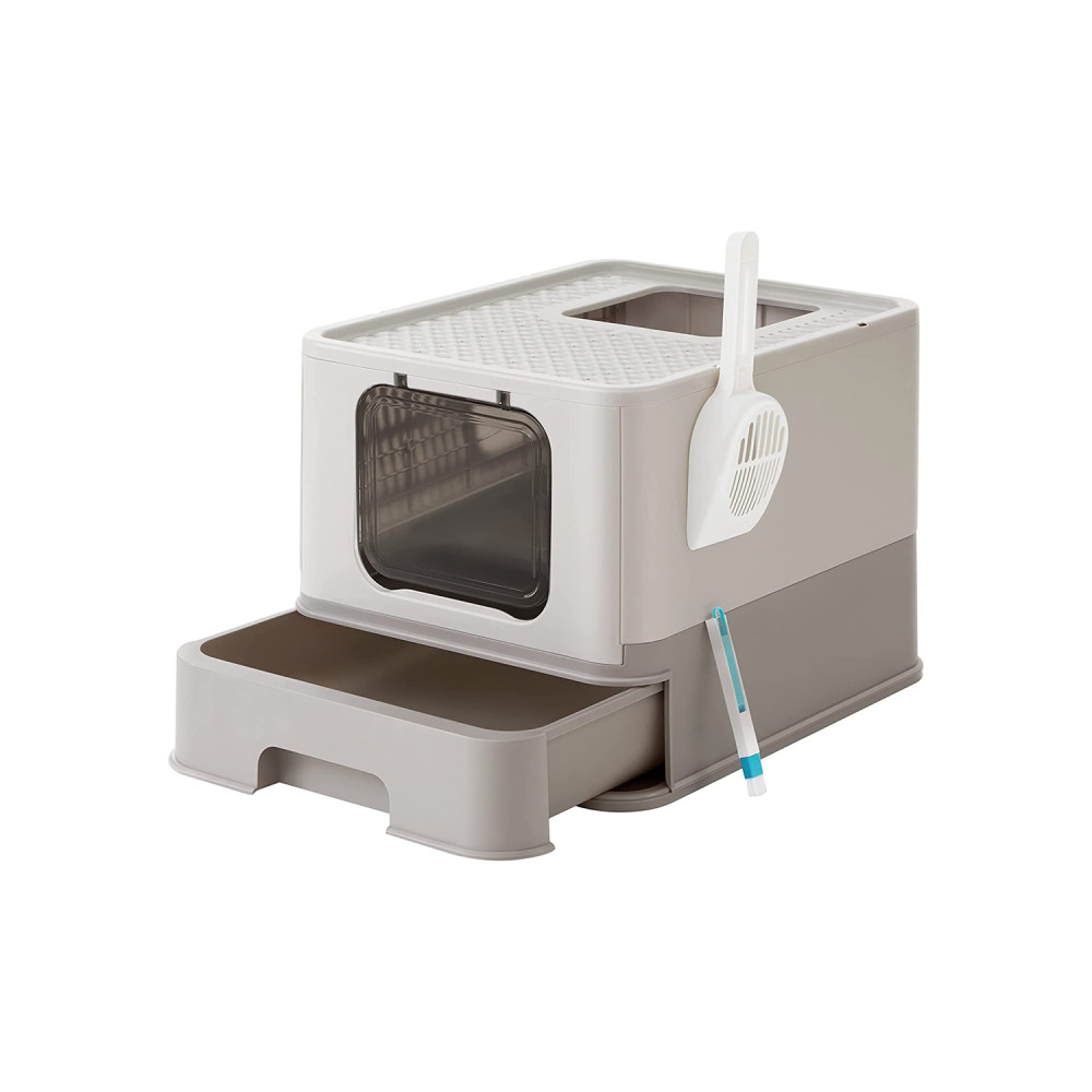 Produktbild för Foldable Pull-out Cat Litter Box Grey 54×43×38cm
