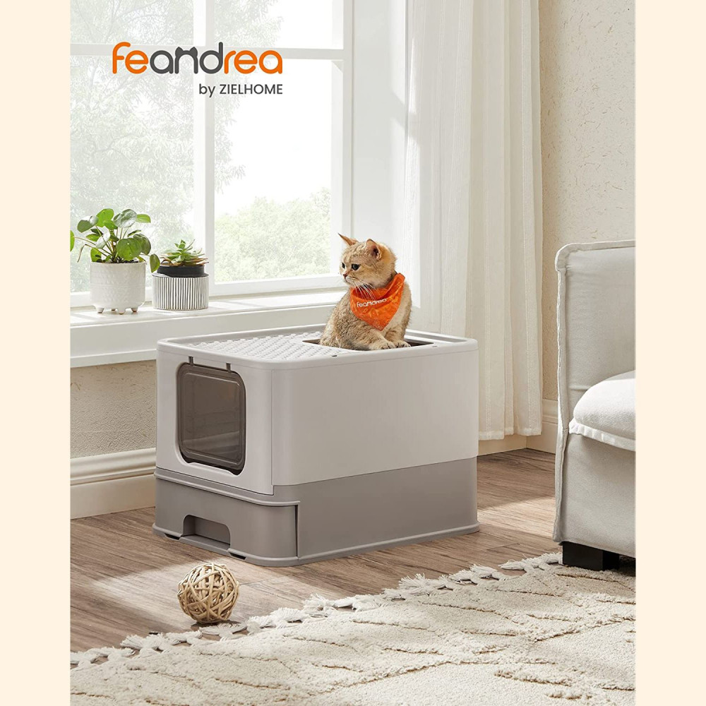 Produktbild för Foldable Pull-out Cat Litter Box Grey 54×43×38cm