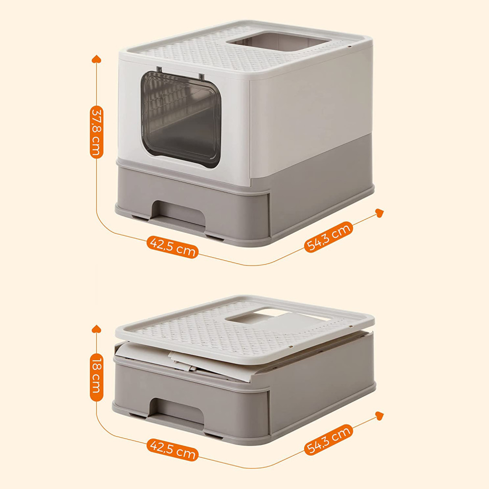 Produktbild för Foldable Pull-out Cat Litter Box Grey 54×43×38cm