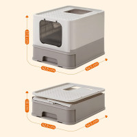 Produktbild för Foldable Pull-out Cat Litter Box Grey 54×43×38cm