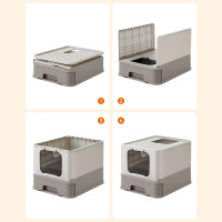 Produktbild för Foldable Pull-out Cat Litter Box Grey 54×43×38cm