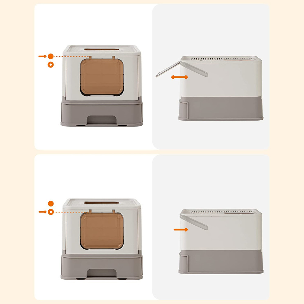 Produktbild för Foldable Pull-out Cat Litter Box Grey 54×43×38cm