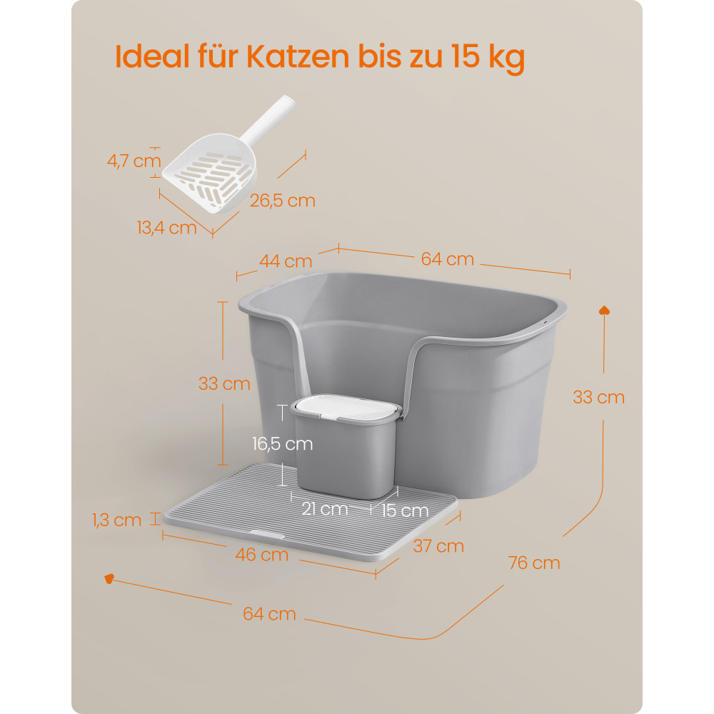 Produktbild för Cat Litter Box Ppt003g01 Grey 75x64x33cm