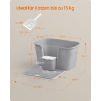 Produktbild för Cat Litter Box Ppt003g01 Grey 75x64x33cm