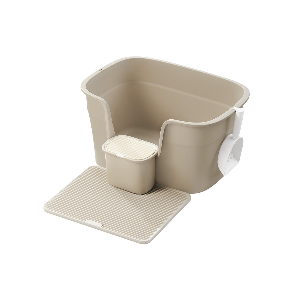 Produktbild för Cat Litter Box With Hide Sides Cappuccino Milky Coffee Color 75x64x33cm