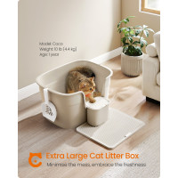 Produktbild för Cat Litter Box With Hide Sides Cappuccino Milky Coffee Color 75x64x33cm