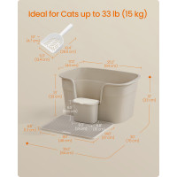 Produktbild för Cat Litter Box With Hide Sides Cappuccino Milky Coffee Color 75x64x33cm