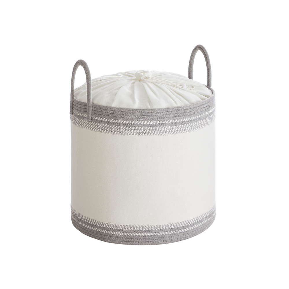 Produktbild för Laundry Hamper 90 L With Lid Handles Drawstring Dove Grey 50x50x46cm