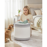 Produktbild för Laundry Hamper 90 L With Lid Handles Drawstring Dove Grey 50x50x46cm