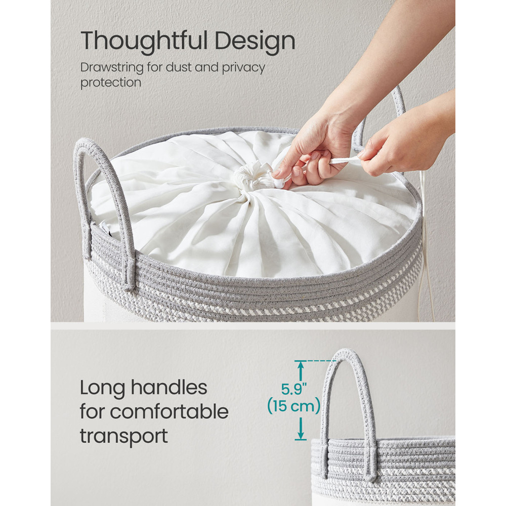 Produktbild för Laundry Hamper 90 L With Lid Handles Drawstring Dove Grey 50x50x46cm