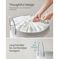 Produktbild för Laundry Hamper 90 L With Lid Handles Drawstring Dove Grey 50x50x46cm