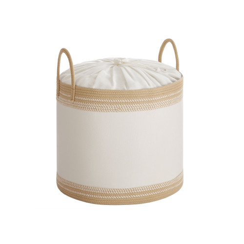 Songmics Laundry Hamper 90 L With Lid Handles Drawstring Camel Brown Milky Coffee Color 50x50x46cm