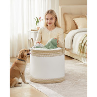 Produktbild för Laundry Hamper 90 L With Lid Handles Drawstring Camel Brown Milky Coffee Color 50x50x46cm