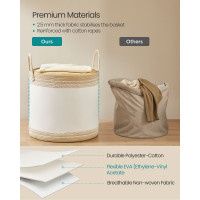 Produktbild för Laundry Hamper 90 L With Lid Handles Drawstring Camel Brown Milky Coffee Color 50x50x46cm