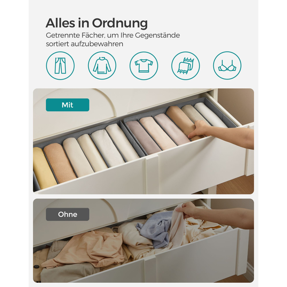 Produktbild för Clothes Drawer Organizer Grey 42x30x17cm