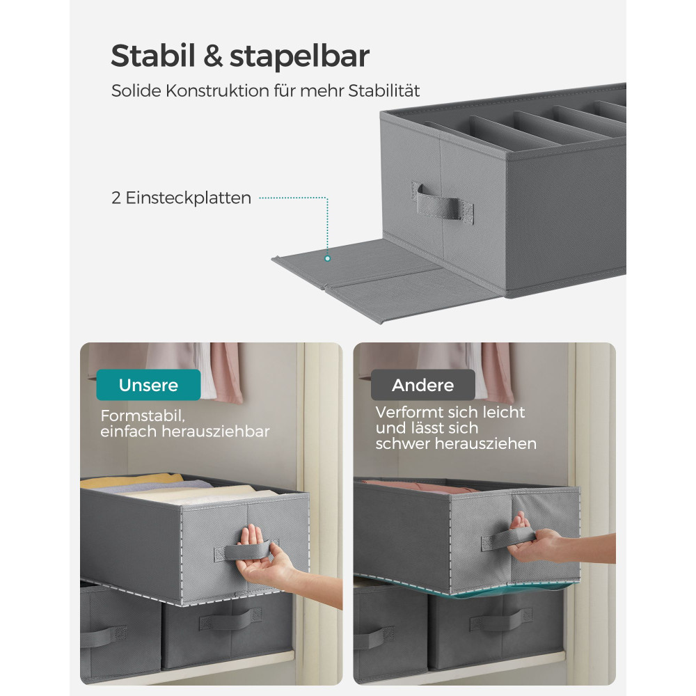 Produktbild för Clothes Drawer Organizer Grey 42x30x17cm