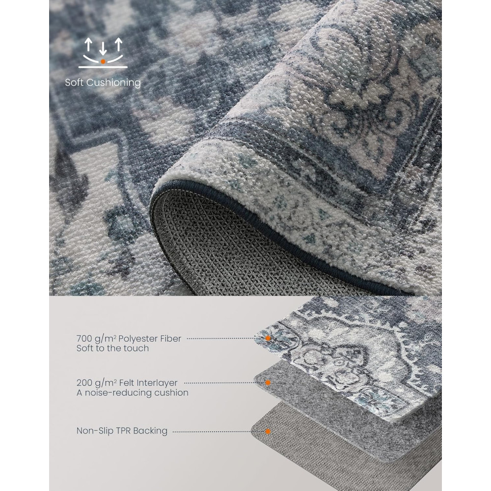 Produktbild för Tar034g01 Vintage Area Rug 2×3 Dove Grey 92x61x0cm