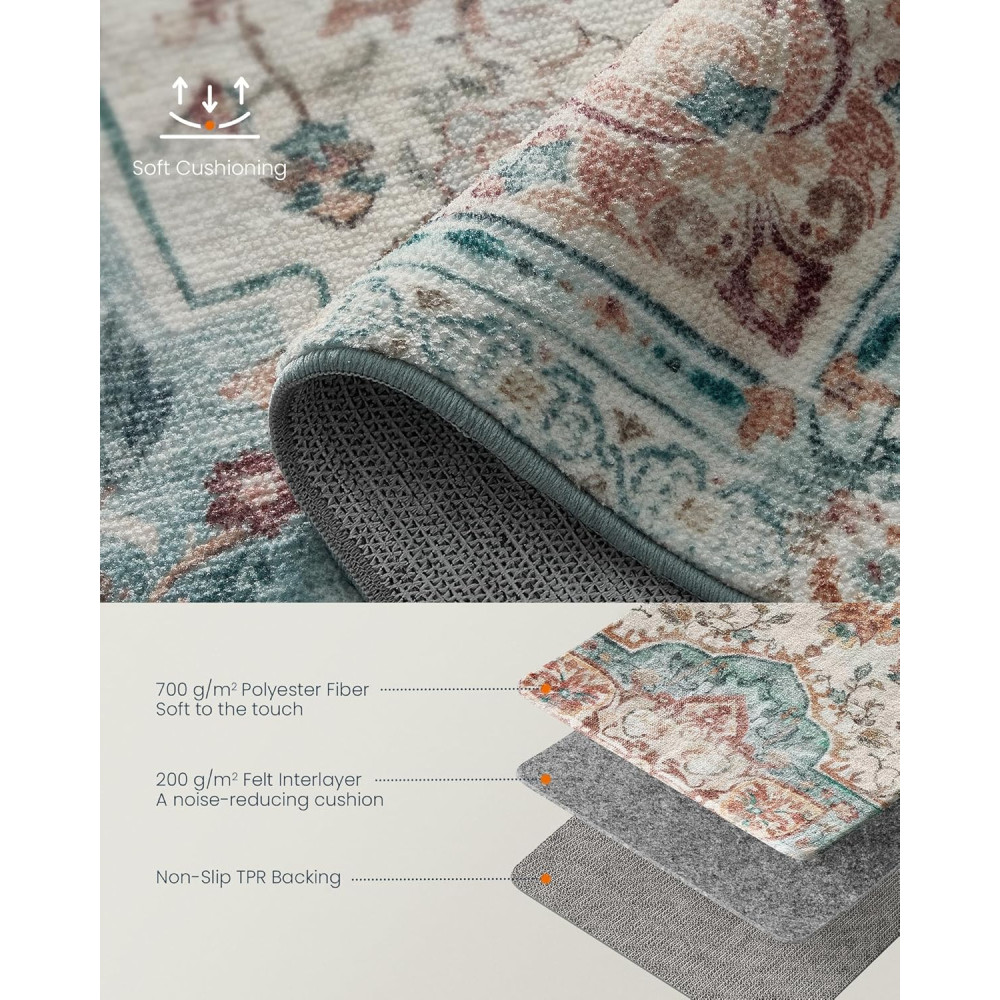 Produktbild för Tar036q01 Vintage Area Rug 5×7 Teal Blue 213x152x0cm