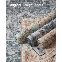 Produktbild för Tar036q01 Vintage Area Rug 5×7 Teal Blue 213x152x0cm