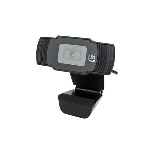 Manhattan Manhattan USB Webcam, Two Megapixels (Clearance Pricing), 1080p Full HD, USB-A, Integrated Microphone, Adjustable Clip Base, 30 frame per second, Black, Three Year Warranty, Box - webbkamera
