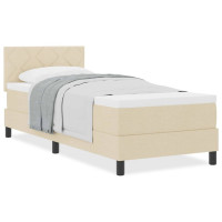 Produktbild för Bäddfjäder med huvudgavel Kräm 80 x 200 cm tyg