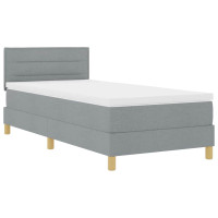 Produktbild för Bäddfjäder med kudde med huvudgavel Ljusgrå 90 x 190 cm tyg