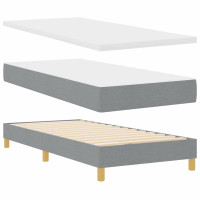 Produktbild för Bäddfjäder med kudde med huvudgavel Ljusgrå 90 x 190 cm tyg