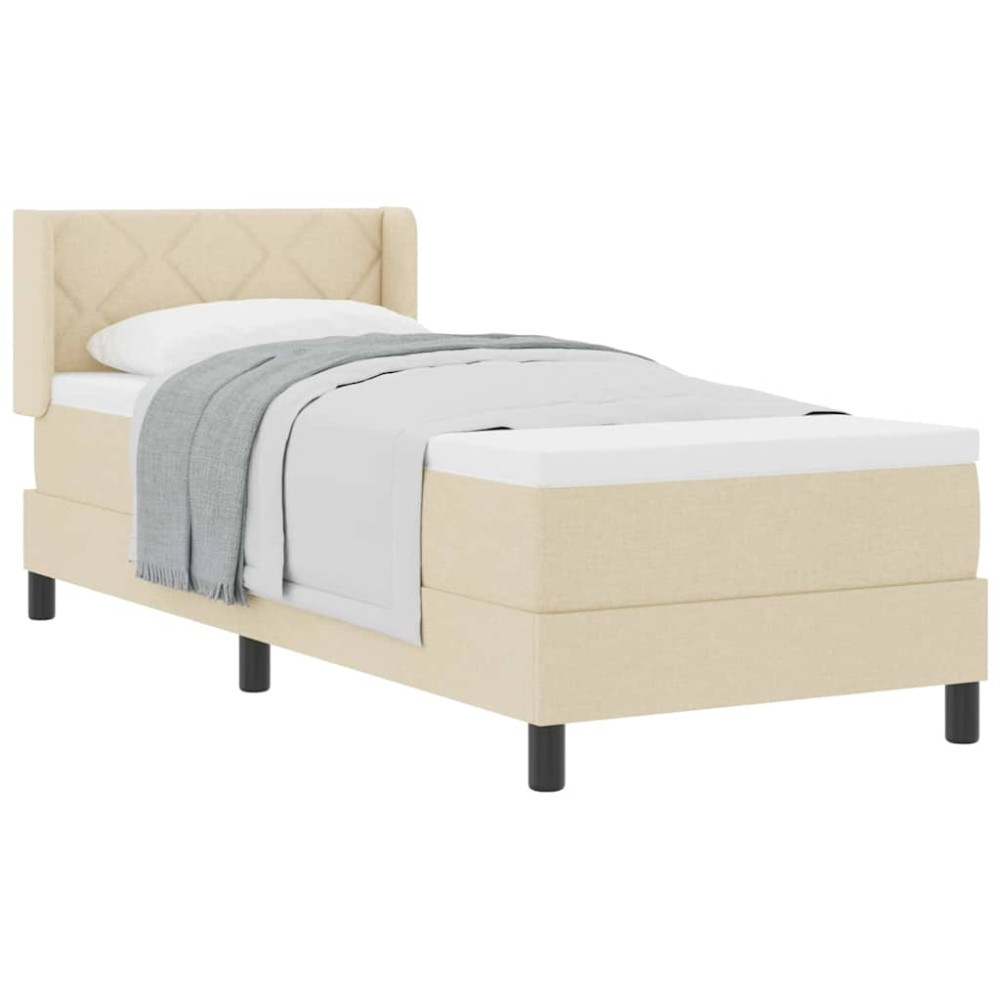 Produktbild för Bäddfjäder med huvudgavel Kräm 200 x 80 cm tyg