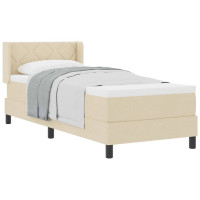 Produktbild för Bäddfjäder med huvudgavel Kräm 200 x 80 cm tyg