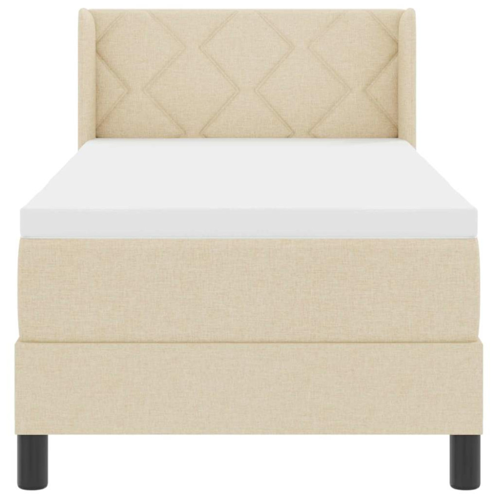 Produktbild för Bäddfjäder med huvudgavel Kräm 200 x 80 cm tyg