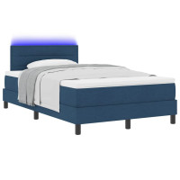 Produktbild för Bäddfjäder med madrass med led Blå 120 x 190 cm tyg