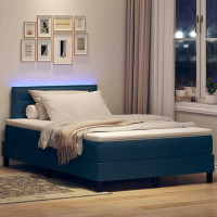 Produktbild för Bäddfjäder med madrass med led Blå 120 x 190 cm tyg