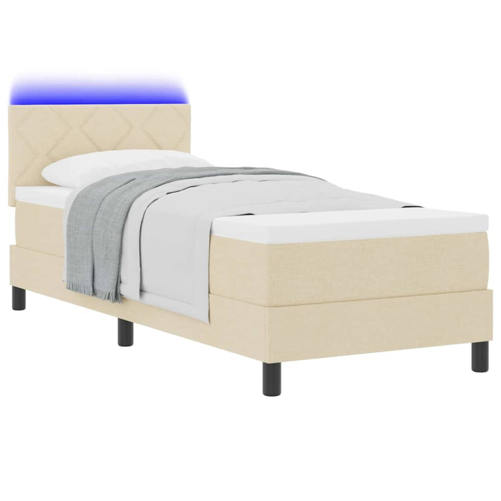 Produktbild för Bäddfjäder med LED-ljusslingor Kräm 80 x 200 cm tyg