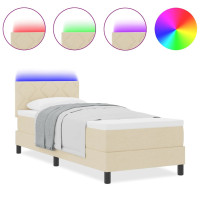 Produktbild för Bäddfjäder med LED-ljusslingor Kräm 80 x 200 cm tyg