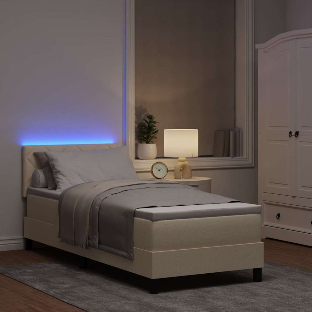 Produktbild för Bäddfjäder med LED-ljusslingor Kräm 80 x 200 cm tyg
