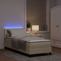 Produktbild för Bäddfjäder med LED-ljusslingor Kräm 80 x 200 cm tyg
