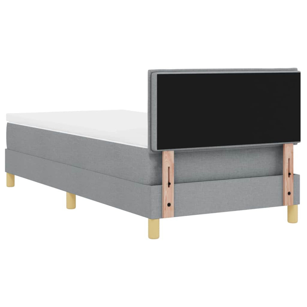 Produktbild för LED Box Säng med kudde med huvudgavel Ljusgrå 90 x 190 cm tyg