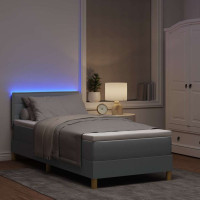 Produktbild för LED Box Säng med kudde med huvudgavel Ljusgrå 90 x 190 cm tyg