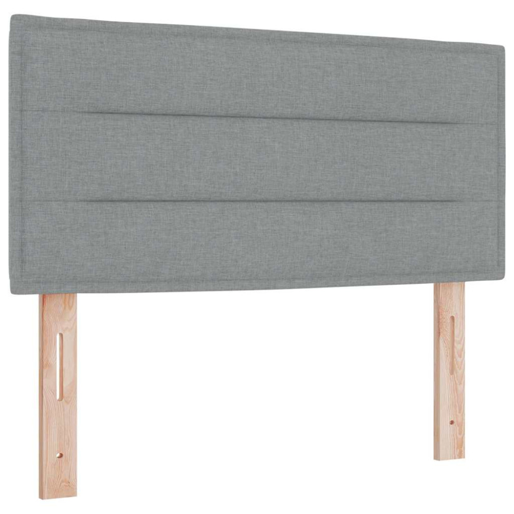 Produktbild för LED Box Säng med kudde med huvudgavel Ljusgrå 90 x 190 cm tyg