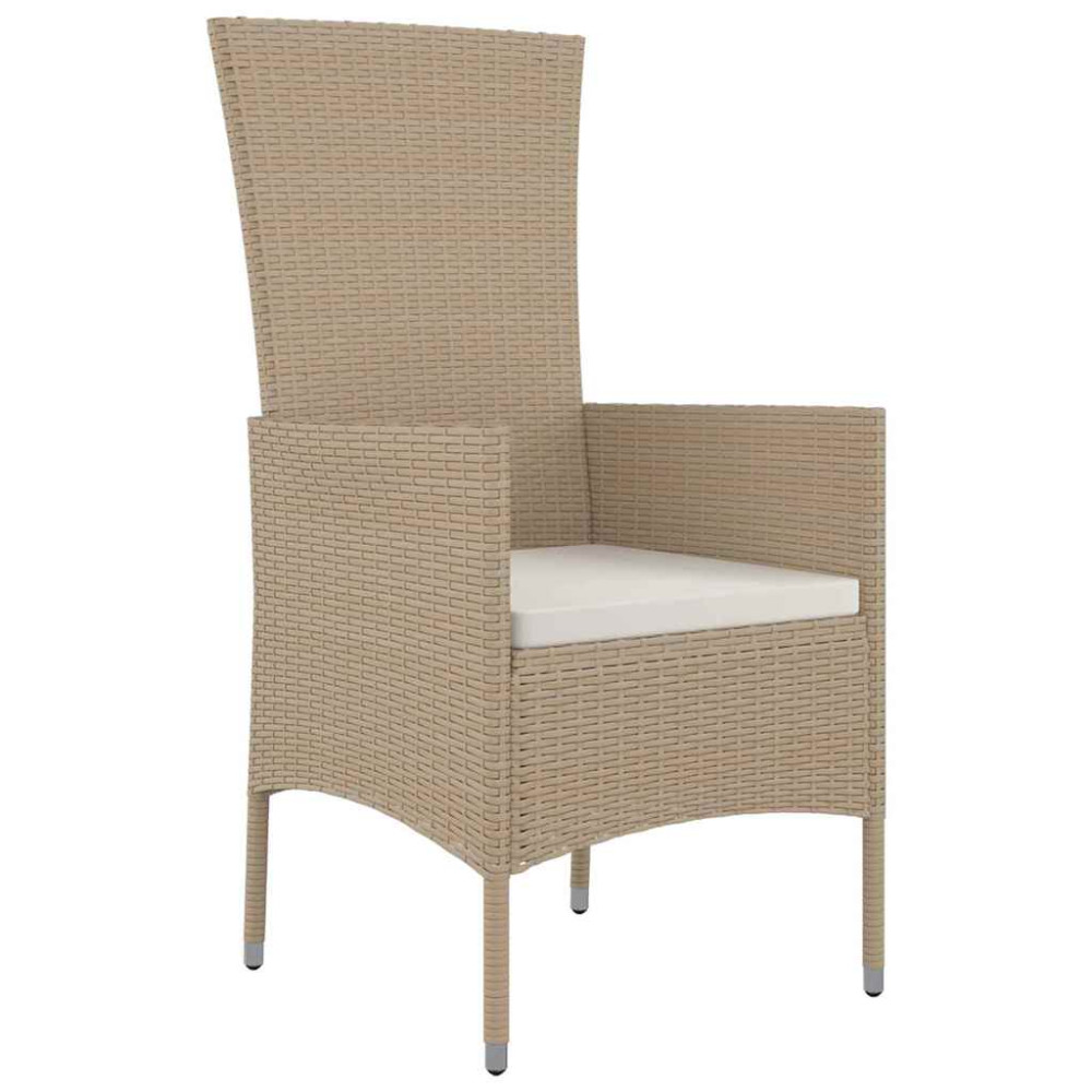 Produktbild för Trädgårdsmöbelset med kudde 3 pcs Beige konstrotting