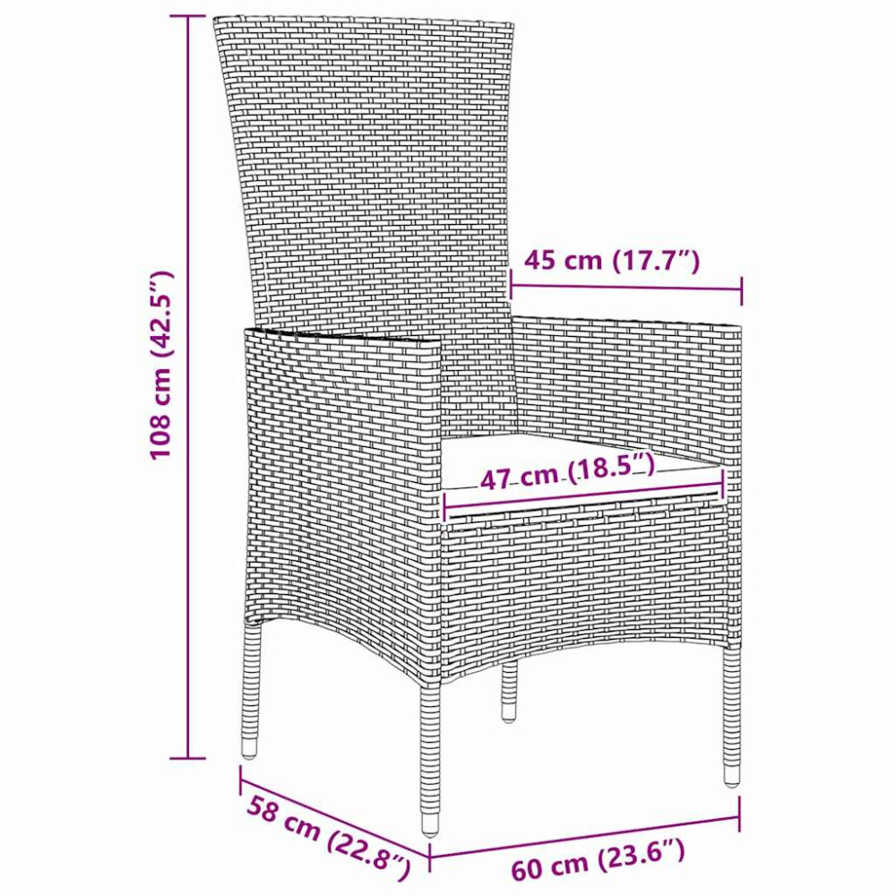 Produktbild för Trädgårdsmöbelset med kudde 3 pcs Beige konstrotting