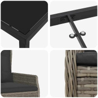Produktbild för Trädgårdsmöbelset 3 pcs Grå konstrotting