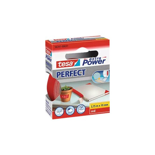 Beiersdorf Tesa extra Power Perfect tygtejp - 19 mm x 2.75 m - röd