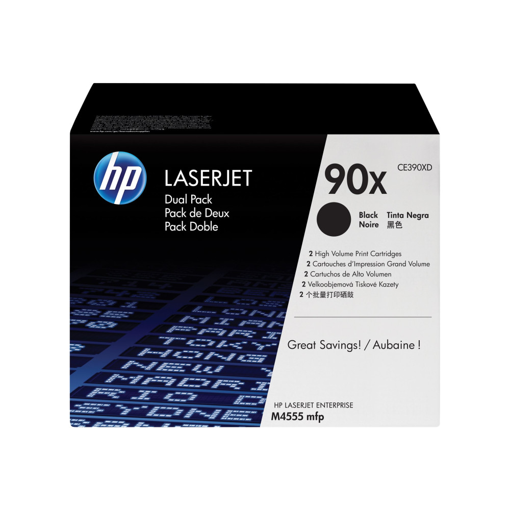 Produktbild för HP 90X - 2-pack - Lång livslängd - svart - original - LaserJet - tonerkassett (CE390XD)