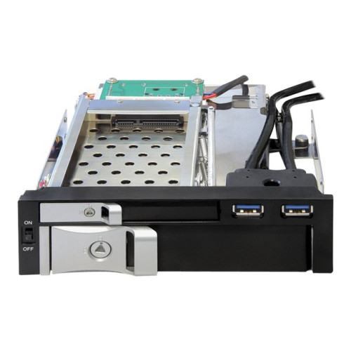 DeLOCK Delock 5.25 Mobile Rack for 1 x 2.5 + 1 x 3.5 SATA HDD + 2 x USB 3.0 Ports - förvaringsmobilrack