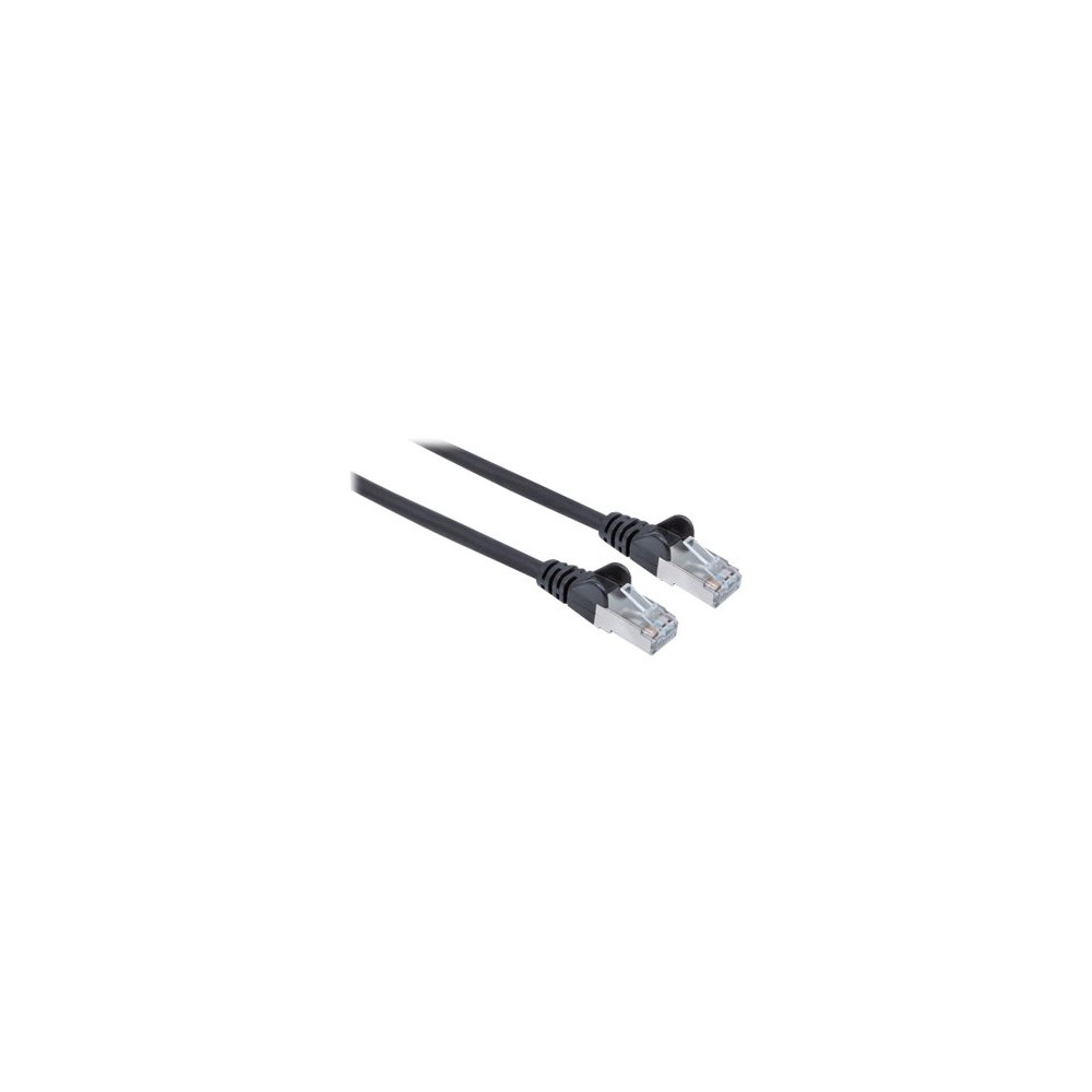 Produktbild för Intellinet Network Patch Cable, Cat6, 5m, Black, Copper, S/FTP, LSOH / LSZH, PVC, RJ45, Gold Plated Contacts, Snagless, Booted, Lifetime Warranty, Polybag - patch-kabel - 5 m - svart