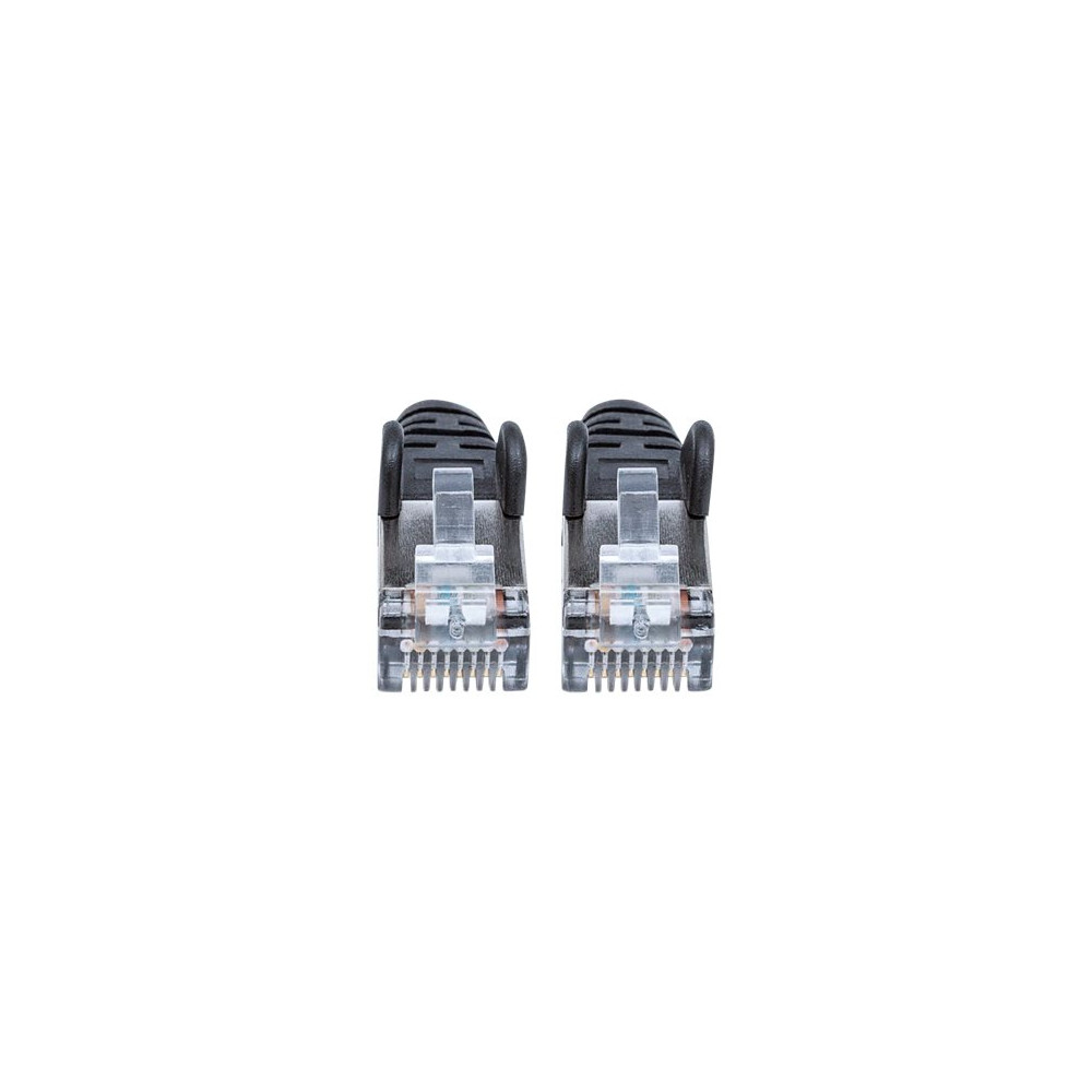 Produktbild för Intellinet Network Patch Cable, Cat6, 5m, Black, Copper, S/FTP, LSOH / LSZH, PVC, RJ45, Gold Plated Contacts, Snagless, Booted, Lifetime Warranty, Polybag - patch-kabel - 5 m - svart