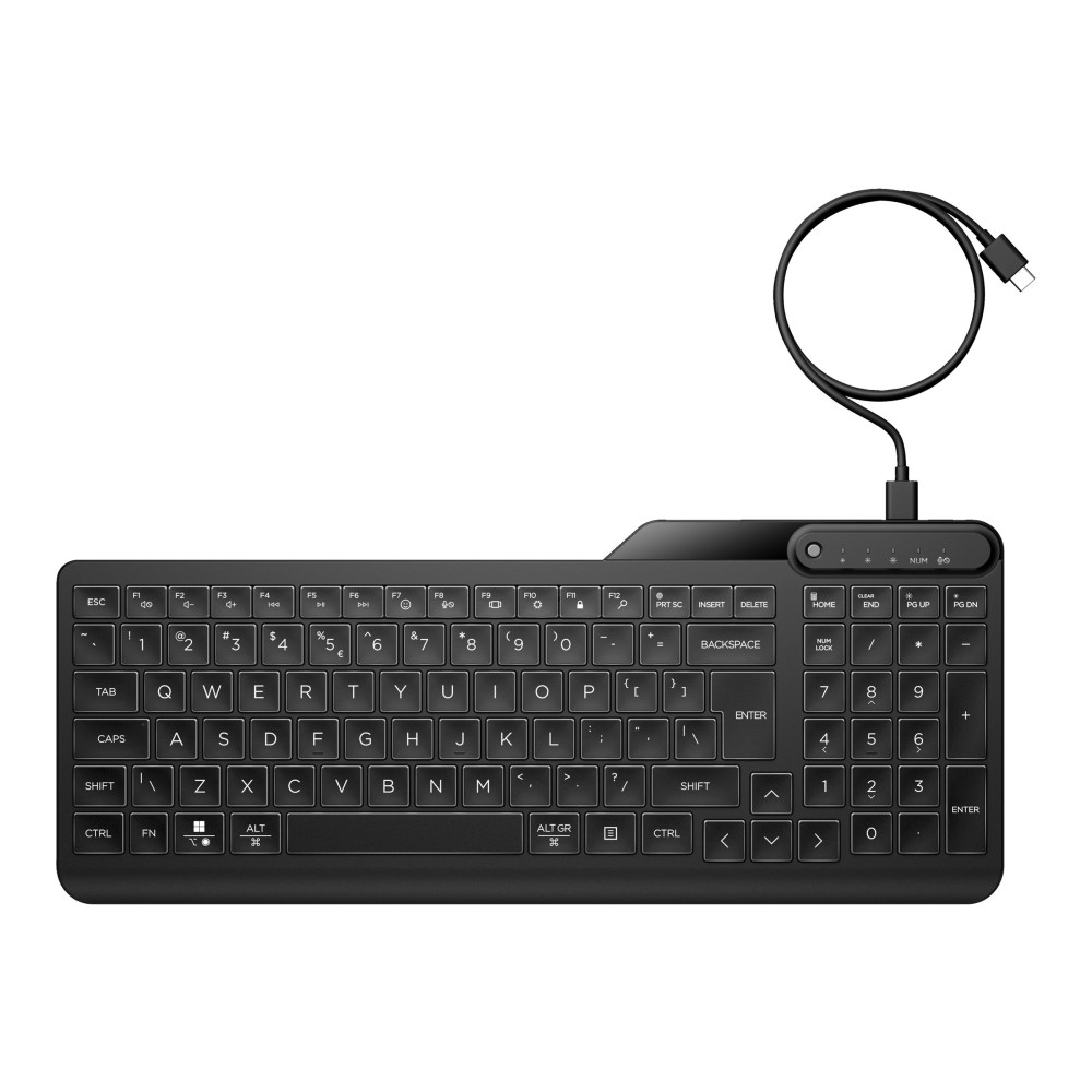 Produktbild för HP 400 - tangentbord - kompakt storlek, 2-zonslayout, 12 programmerbara tangenter, lågprofilstangenter, multienhet - QWERTY - engelska - svart Inmatningsenhet