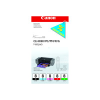 Produktbild för Canon CLI Value Pack 8 Multipack - svart, cyan, magenta, röd, grön - original - bläcktank