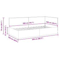 Produktbild för Hörn Sängram med huvudgavel Ljusgrå 100 x 200 cm tyg